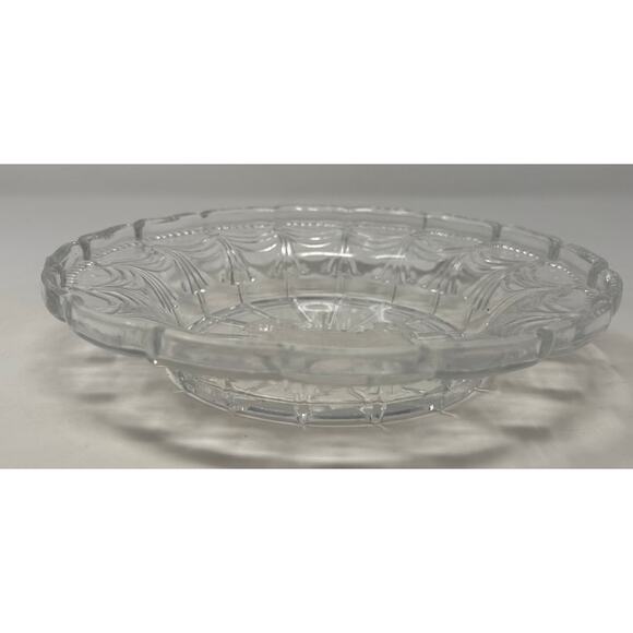 Vintage Cut Etched Clear and Frosted Glass Carousel Horse Candy Dish 8" - Picture 5 of 6